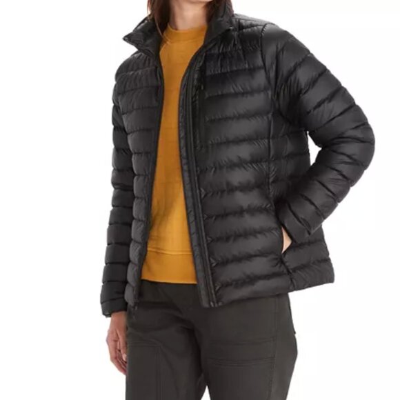 Marmot Black Quilted Duck Down Women's Highlander Jacket puffer women size MM - Picture 1 of 8